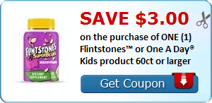 2 21813183 - ✂ Save $3.00 on the purchase of ONE (1) Flintstones™ or One A Day® Kids product 60ct or larger