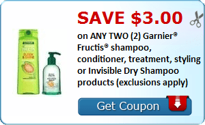 2 21842170 - ✂ Save $3.00 on ANY TWO (2) Garnier® Fructis® shampoo, conditioner, treatment, styling or Invisible Dry Shampoo products (exclusions apply)