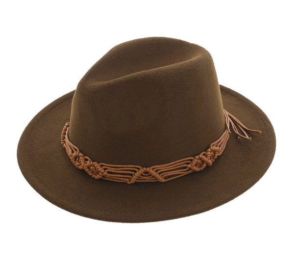 01202021 Cents Of Style Short Rim Wool Hats with Leather Belt Detail DarkBrown Side 600x 600x550 - Cooper String Tied Panama Hat for only $37.49