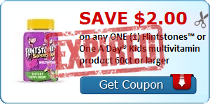 2 21909139 1 - {EXPIRED} Save $2.00 on any ONE (1) Flintstones™ or One A Day® Kids multivitamin product 60ct or larger