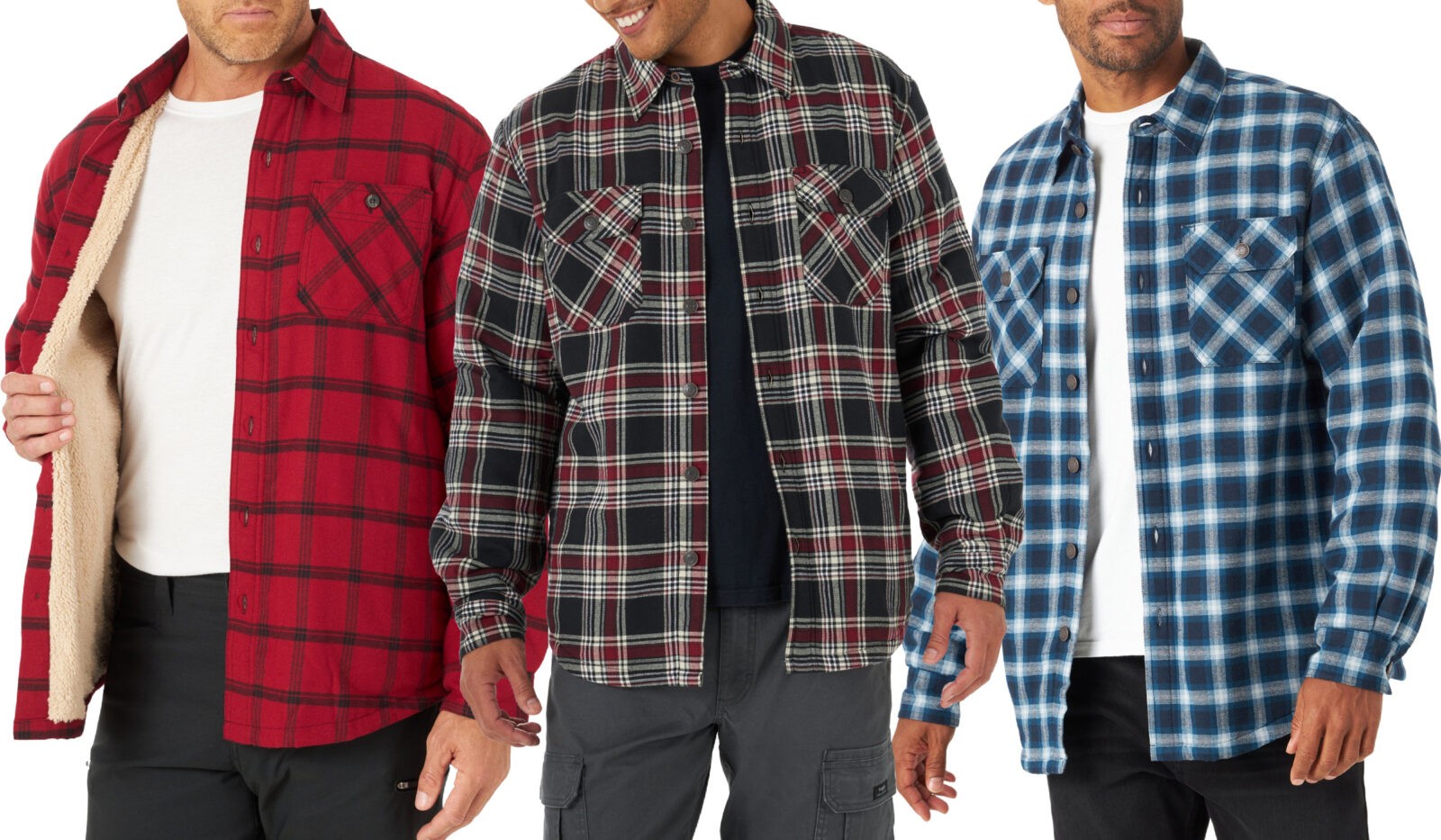 mens wrangler 1 - Men’s Heavyweight Sherpa-Lined Flannel Shirt Jackets ONLY $13!