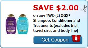 2 21903029 - ✂ Save $2.00 on any TWO (2) OGX® Shampoo, Conditioner and Treatments (excludes trial & travel sizes and body line)