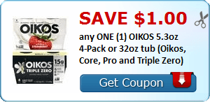 2 21909152 - ✂ Save $1.00 any ONE (1) OIKOS 5.3oz 4-Pack or 32oz tub (Oikos, Core, Pro and Triple Zero)