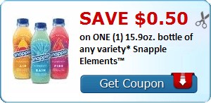 2 21938028 - ✂ Save $0.50 on ONE (1) 15.9oz. bottle of any variety* Snapple Elements™