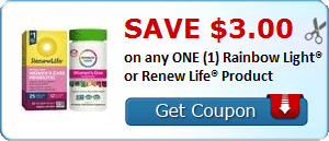 2 21956391 - ✂ Save $3.00 on any ONE (1) Rainbow Light® or Renew Life® Product
